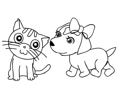 Dibujos Para Colorear De Gatitos Y Perritos Tiernos Reverasite