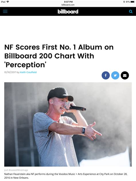 Nf Has Been Awarded The No 1 Album On The Billboard 200 Chart With His