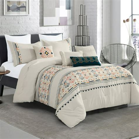 Unique Home 7 Piece Lucjia Comforter Set Abstract Medallion Bed In A Bag Clearance Bedding