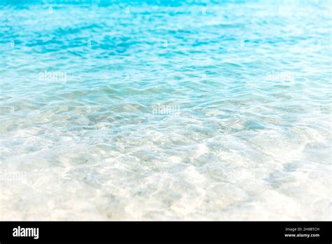 Aerial View Of Clear Turquoise Sea And Waves Soft Ocean Wave On The