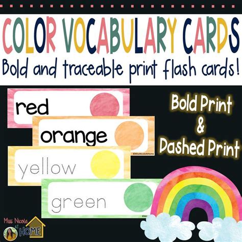 Color Word Vocabulary Cards Bold And Traceable Print Color Word Flash