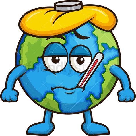 Sick Earth Cartoon Clipart Vector Friendlystock