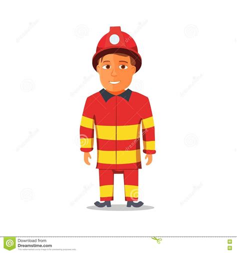 Cartoon Firefighter Character Isolated On White Background Vector
