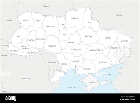 Karte Der Ukraine Mit Von Russland Beanspruchten Regionen Verwaltungsdivisionen Und Territorien