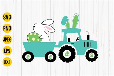Easter Tractor Svg, Easter Bunny Egg Svg Graphic by Digital Click Store