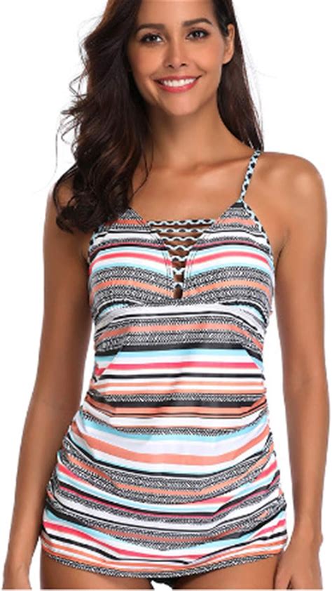 Blouson Tankini Swimsuits For Women Modest Two Piece Suits Loose Fit