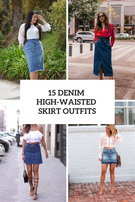 15 Outfits With Denim High Waisted Skirts Styleoholic