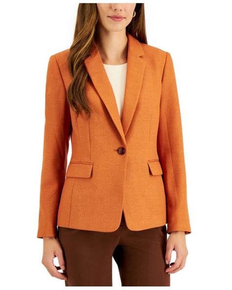 Tahari Twill One Button Blazer In Orange Lyst