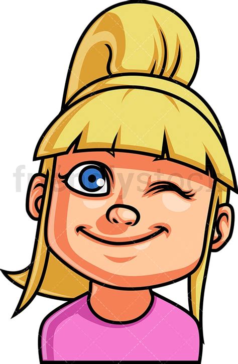 Little Girl Winking Face Cartoon Vector Clipart Friendlystock