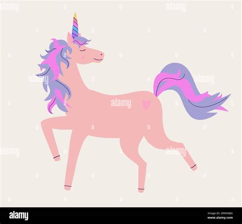 Vector Cute Illustration Of Unicorn Modern Magical Greeting Card Or