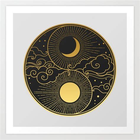 Sun Moon Clouds Stars Yin Yang Art Print By I Think You Mite Like