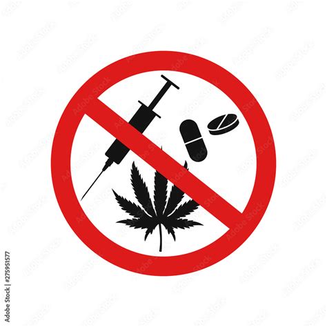 No Drugs Sign Vector Illustration Isolated Stock Vector Adobe Stock