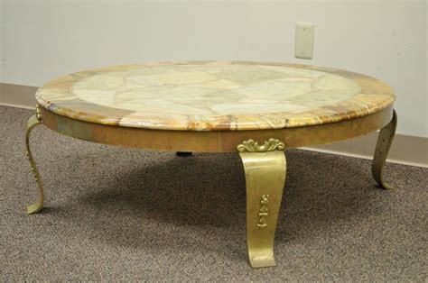 66 l coffee table free form solid onyx stone slab modern stainless steel base. Solid Brass and Onyx Round Coffee Table by Muller ...