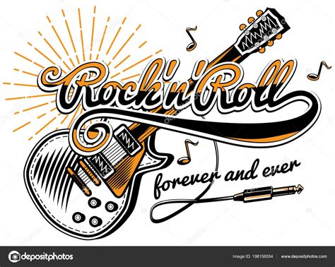 Rock Roll Guitar Music Design Vector Illustration Stock Vector Image By