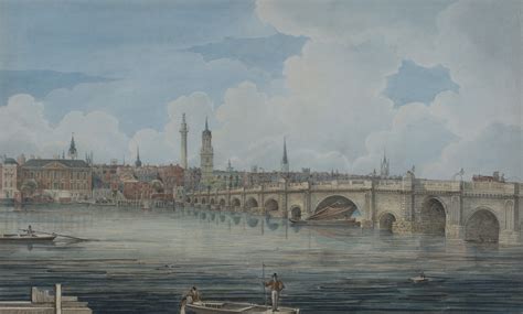 Gideon Yates View Of The West Side Of London Bridge Watercolour
