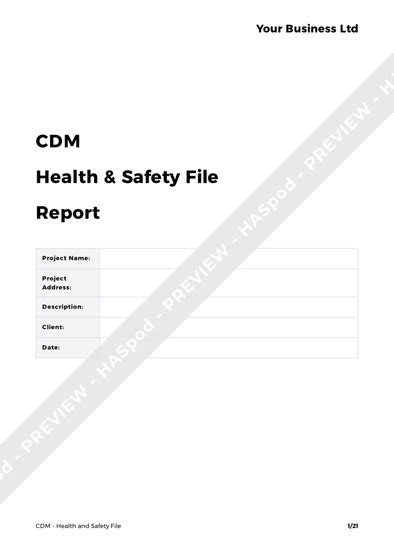 Health And Safety File Cdm Template Haspod