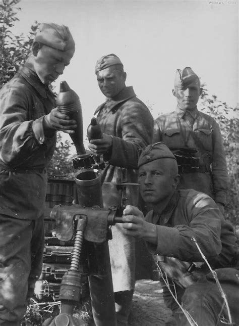 Soviet 82 Mm Mortar Squad 2 World War Photos