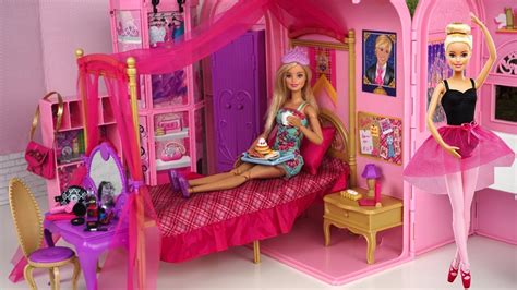 Barbie sisters bunk beds stacie doll. Barbie Pink Bedroom Bath Morning Routine - Princess Doll ...