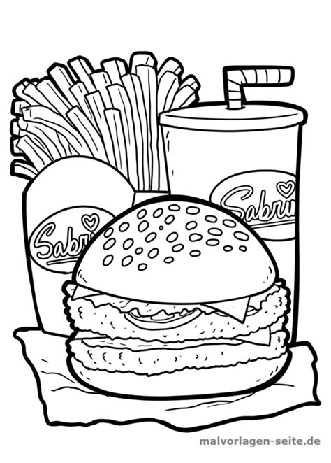 Essen kawai mandalas / pdf. Malvorlage Burger | Essen - Kostenlose Ausmalbilder | Cute ...