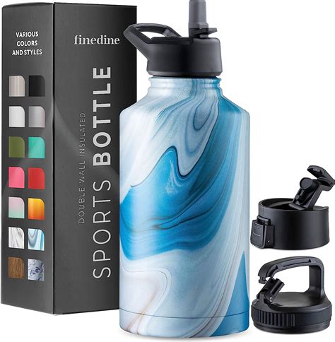 Finedine Insulated Water Bottles With Straw 64 Oz