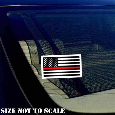 4 Pack 2 Thin Red Line Flag Vinyl Reflective Decal American Flag