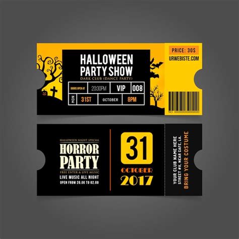premium vector halloween party card entry passes halloween party tickets