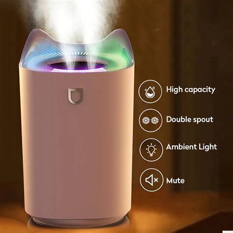 pdq humidifier aromatherapy oil diffuser double spray 3 3l k7 pink