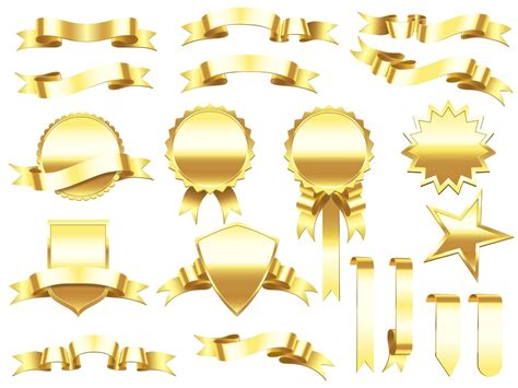 Gold Banner Ribbon Elegant Golden Ribbons Labels And Products Banners