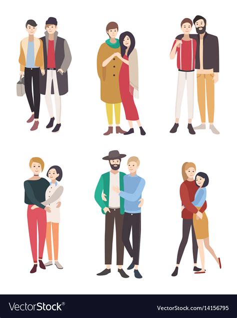 Gay Couples Flat Colorful Lgbt Men Royalty Free Vector Image