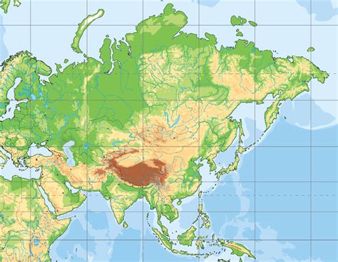 Mapa de de Asia físico político y mudo Descargar e Imprimir Mapas