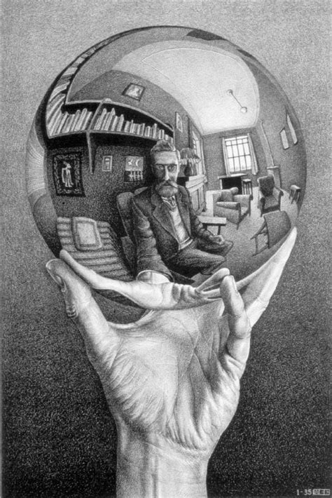 Experiência Escher Hand With Reflecting Sphere 1935 Mondo Moda