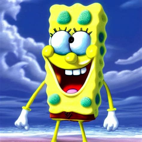 Prompthunt A Screnshot Of A Hyper Realistic Spongebob Squarepants Looking At You With Dead