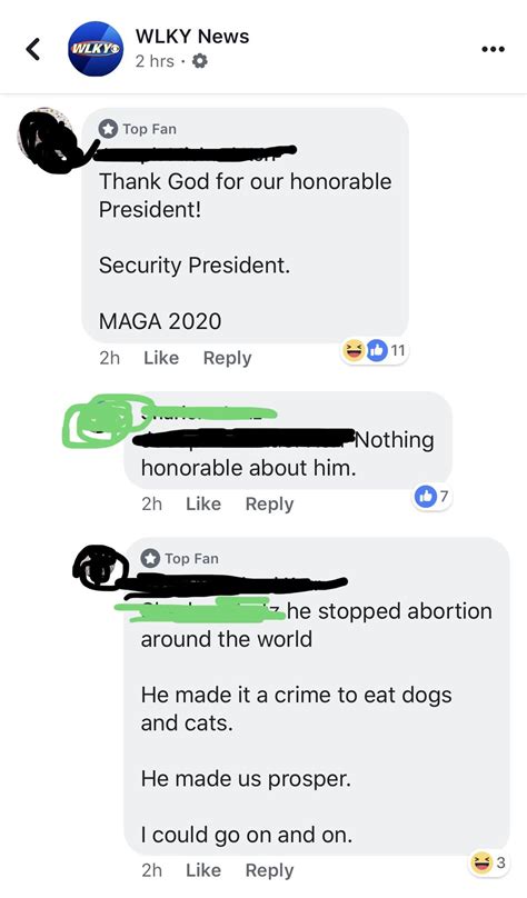 This guy always posts the most INSANE Pro-Trump comments in the WLKY News Facebook comments 