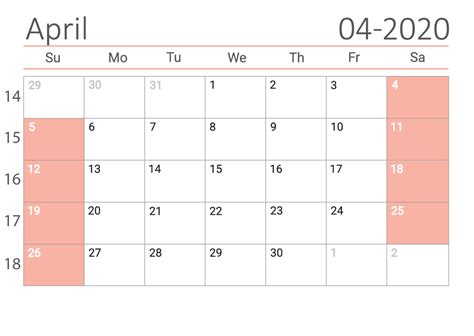 Free Printable April 2020 Calendar With Holidays United States