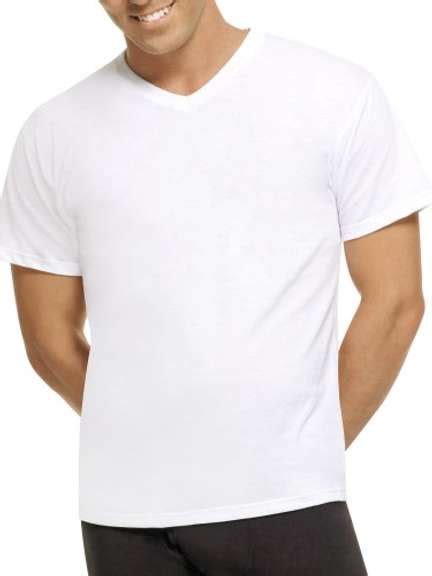 Hanes Mens 5 Pack Comfortblend V Neck T Shirt With Freshiq White X