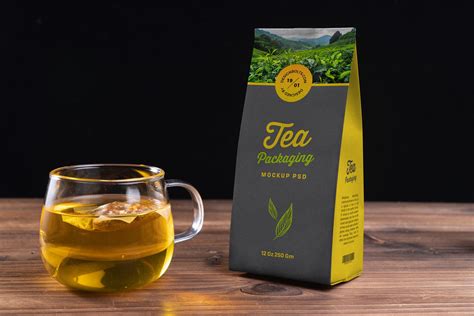 tea kraft paper packaging mockup psd designbolts