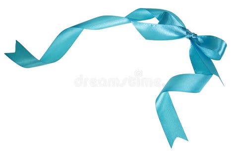 Bright Satin Blue Ribbon With Bow Isolated On White Stock Photo Image