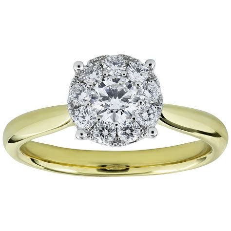 Round Diamond Cluster Illusion Set Engagement Ring For Sale At 1stdibs