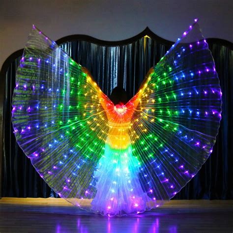 ruoru rainbow color alas angle led wings adult led costume circus led light luminous costumes