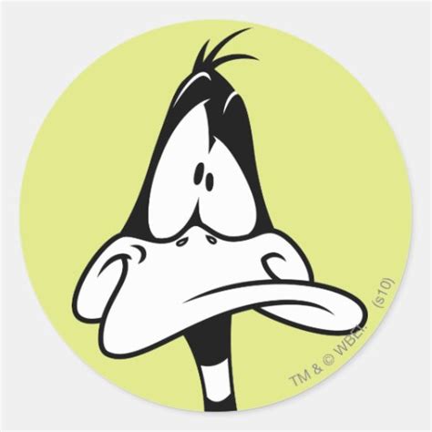 Confused Daffy Duck™ Face Classic Round Sticker Zazzle