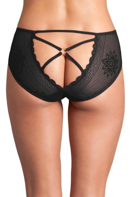 Wholesale Panties Cheap Black Cutout Lace Back Peekaboo Panty Online