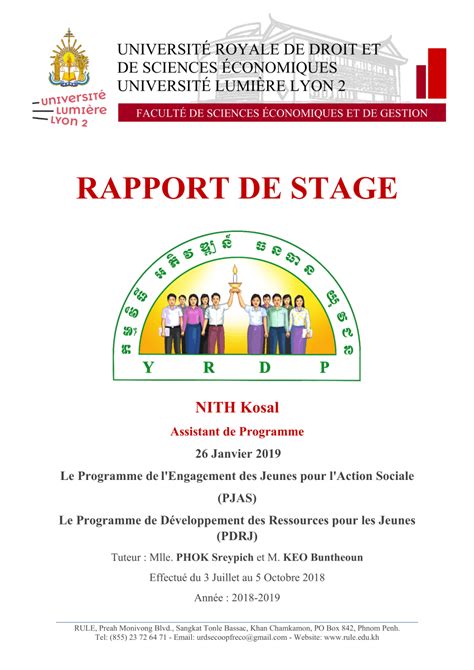 Pdf Rapport Du Stage Assistant De Programme à Lyrdp