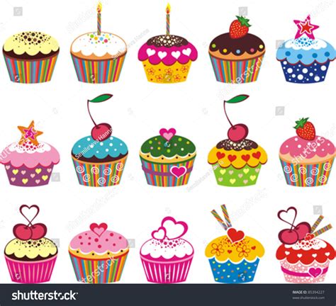 Illustration Isolated Set Cupcake On White Stock Vector Royalty Free Shutterstock