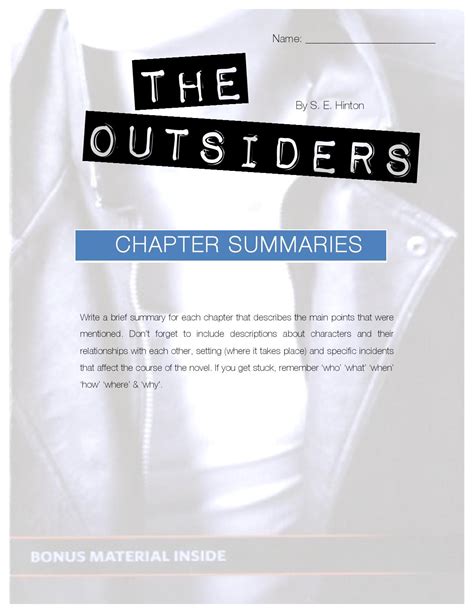 The Outsiders Chapter Summaries Booklet By Mr K Issuu