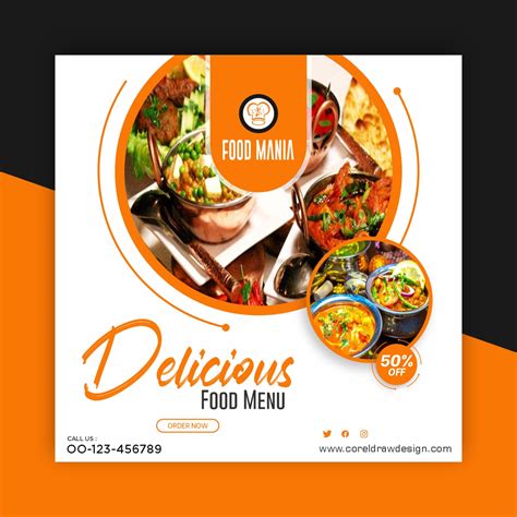 Download Delicious Food Menu Social Media Post Banner Coreldraw