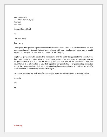 If there is an employee in your company who has shown any behavior which is against the rules and regulations of a company or has acted in a way which hampers the reputation then you have all the. Reply of Explanation Letter for Negligence | Document Hub