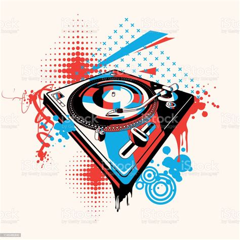 Funky Turntable Colorful Music Graffiti Stock Illustration Download