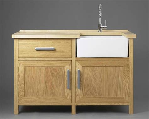 Handmade Wooden Freestanding Kitchen Sink Cabinet With Farmhouse Sink And Stainless Steel Faucet 