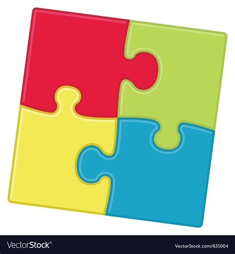 Puzzle Pieces Background With Four Different Color