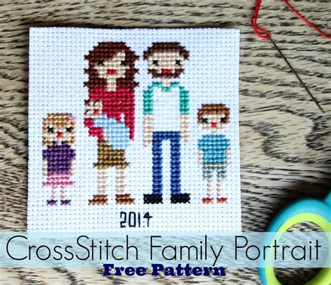 This free valentine cross stitch pattern and matching floss thread holders are a handy cute addition to your stash. Cross Stitch Family Portrait {free patterns} - Catholic ...